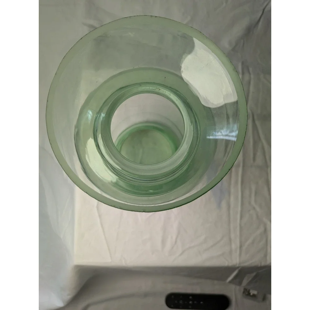Vintage Light Green Glass Urn Vase Flared Rim Pedestal Base 10.5 Inch